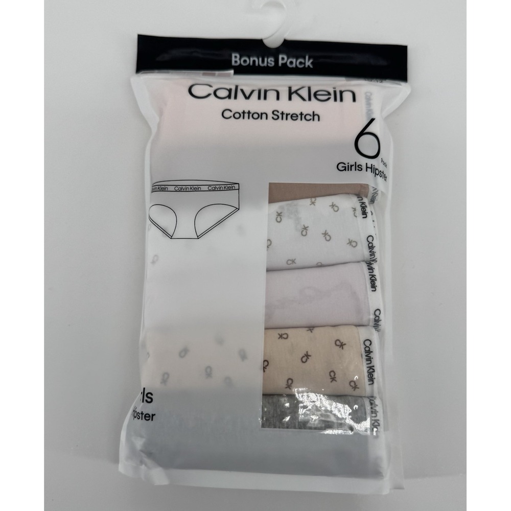 Calvin Klein Girls Hipster Underwear 6 Pack Cotton Stretch NIP Size Large 10/12